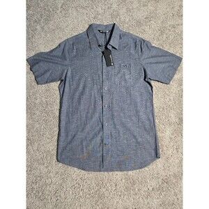 Nwt Travis Mathew Hit the Camino Button Dress Collar Shirt Blue Gray size Small